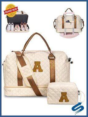 Personalized Initial Weekender Bag with Shoe Compartment